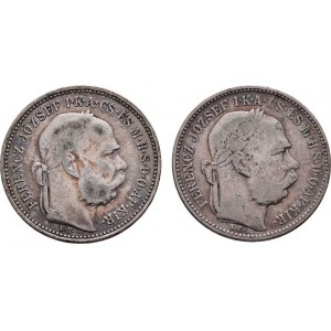 Korunová měna, údobí let 1892 - 1918, Koruna 1893 KB, 1896 KB, 4.936g, 4.867g, dr.hr.,