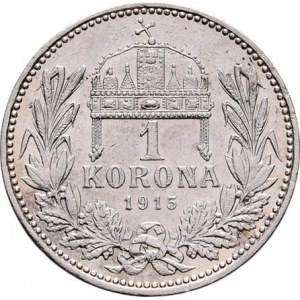 Korunová měna, údobí let 1892 - 1918, Koruna 1915 KB, 4.965g, dr.hr., dr.rysky