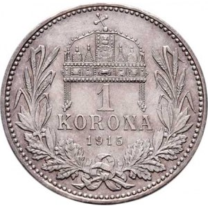 Korunová měna, údobí let 1892 - 1918, Koruna 1915 KB, 4.983g, nep.hr., nep.rysky, pěkná