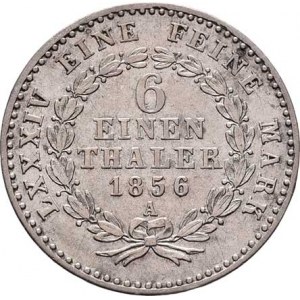 Anhalt-Bernburg, Alexander Carl, 1834 - 1863, 1/6 Tolaru 1856 A, KM.85 (Ag520, 60.000 ks), 5.267g,