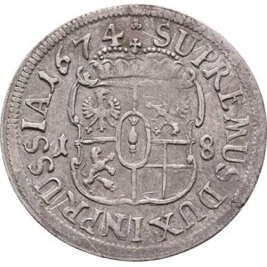 Branibory - Prusko, Friedrich Wilhelm, 1640 - 1688, 18 Groš (Tympf) 1674 HS, Königsberg, KM.431, 6.