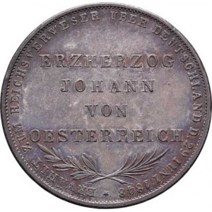 Frankfurt - město, 2 Gulden 1848 - arcivévoda Johann, KM.338 (Ag900,