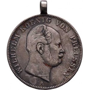 Prusko - král., Wilhelm I., 1861 - 1888, Tolar spolkový 1861 A, KM.489 (Ag900), dobové ouško,