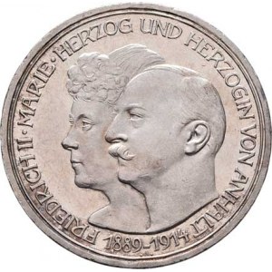Anhalt, Friedrich II., 1904 - 1918, 3 Marka 1914 A - stříbrná svatba, Berlín, KM.30