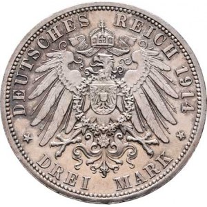 Anhalt, Friedrich II., 1904 - 1918, 3 Marka 1914 A - stříbrná svatba, Berlín, KM.30