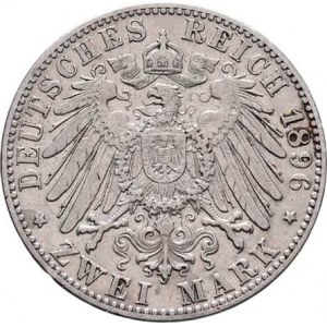 Badensko, Friedrich I., 1856 - 1907, 2 Marka 1896 G, Karlsruhe, KM.269 (Ag900), 11.007g,