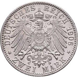 Badensko, Friedrich I., 1856 - 1907, 2 Marka 1906 - zlatá svatba, KM.276 (Ag900), 11.087g,