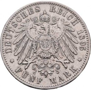 Bavorsko, Otto, 1886 - 1912, 5 Marka 1895 D, Mnichov, KM.512 (Ag900), 27.612g,