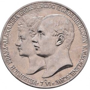 Mecklenburg-Schwerin, Fried.Franz IV., 1897 - 1918, 5 Marka 1904 A - svatební, Berlín, KM.334 (Ag90