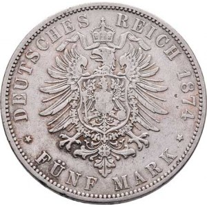 Prusko, Wilhelm I., 1861 - 1888, 5 Marka 1874 A, Berlín, KM.503 (Ag900), 27.416g,