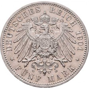 Prusko, Wilhelm II., 1888 - 1918, 5 Marka 1901 - 200 let království, Berlín, KM.526