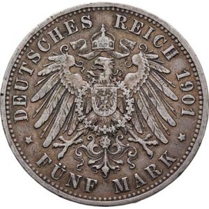 Prusko, Wilhelm II., 1888 - 1918, 5 Marka 1901 A, Berlín, KM.523 (Ag900), 27.667g,