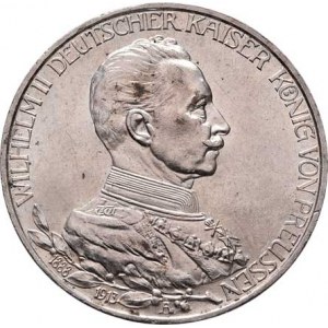 Prusko, Wilhelm II., 1888 - 1918, 3 Marka 1913 A - 25 let vlády, Berlín, KM.535