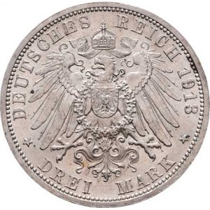 Prusko, Wilhelm II., 1888 - 1918, 3 Marka 1913 A - 25 let vlády, Berlín, KM.535