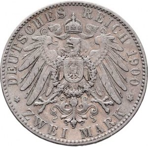 Sasko, Albert, 1873 - 1902, 2 Marka 1900 E, Drážďany, KM.1245 (Ag900), 11.090g,