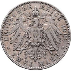 Sasko, Georg, 1902 - 1904, 2 Marka 1903 E, Drážďany, KM.1257 (Ag900), 11.061g,