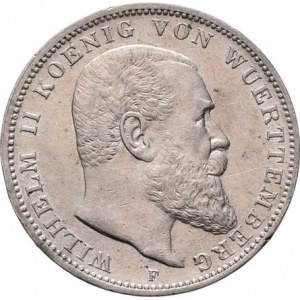 Württenberg, Wilhelm II., 1891 - 1918, 3 Marka 1909 F, Freudenstadt, KM.635 (Ag900),