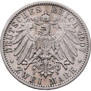 Württenberg, Wilhelm II., 1891 - 1918, 2 Marka 1907 F, Freudenstadt, KM.631 (Ag900),