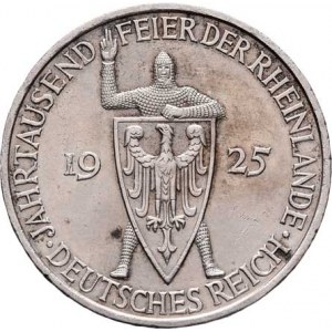 Německo - Výmarská republika, 1918 - 1933, 5 Marka 1925 A - 1000 let Porýní, KM.47 (Ag500),