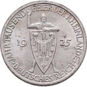 Německo - Výmarská republika, 1918 - 1933, 3 Marka 1925 A - Porýní, KM.46 (Ag500), 14.855g,