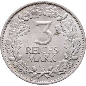 Německo - Výmarská republika, 1918 - 1933, 3 Marka 1925 A - Porýní, KM.46 (Ag500), 14.855g,