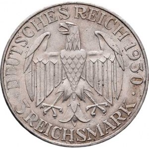 Německo - Výmarská republika, 1918 - 1933, 3 Marka 1930 F - Zeppelin, KM.67 (Ag500), 14.906g,