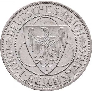 Německo - Výmarská republika, 1918 - 1933, 3 Marka 1930 A - Rýn je německý, KM.70 (Ag500),