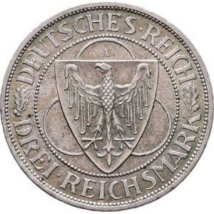 Německo - Výmarská republika, 1918 - 1933, 3 Marka 1930 A - Rýn je německý, KM.70 (Ag500),