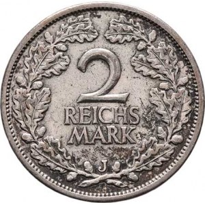 Německo - Výmarská republika, 1918 - 1933, 2 Marka 1926 J, KM.45 (Ag500), 9.937g, nep.hr.,