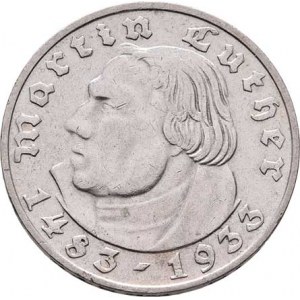 Německo - 3.říše, 1933 - 1945, 2 Marka 1933 D - Luther, KM.79 (Ag625), 8.000g,