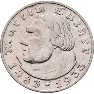 Německo - 3.říše, 1933 - 1945, 2 Marka 1933 G - Luther, KM.79 (Ag625, 61.000 ks),