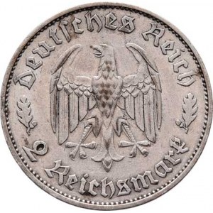 Německo - 3.říše, 1933 - 1945, 2 Marka 1934 F - Schiller, KM.84 (Ag625), 7.894g,