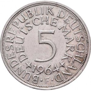 Německo - BRD, 1949 -, 5 Marka 1964 F, KM.112.1 (Ag625), 11.182g, dr.hr.,