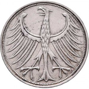 Německo - BRD, 1949 -, 5 Marka 1964 F, KM.112.1 (Ag625), 11.182g, dr.hr.,
