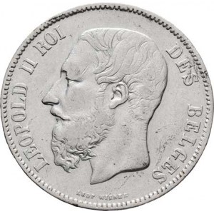 Belgie, Leopold II., 1865 - 1909, 5 Frank 1875, KM.24 (Ag900), 24.734g, dr.hr.,