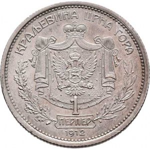 Černá Hora, Nikola I. jako král, 1910 - 1918, Perper 1912, KM.14 (Ag835), 4.984g, nep.hr.,