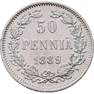Finsko pod Ruskem, Alexandr III., 1881 - 1894, 50 Pennia 1889 L, Helsinki, KM.2.2 (Ag750), 2.462g,