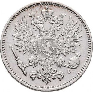 Finsko pod Ruskem, Mikuláš II., 1894 - 1917, 50 Pennia 1908 L, Helsinki, KM.2.2 (Ag750), 2.545g,