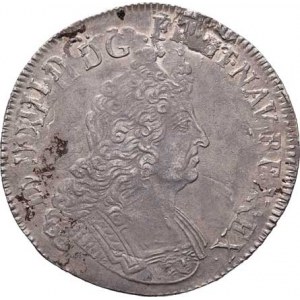 Francie, Ludvík XIV., 1643 - 1715, Ecu 1704, Paříž(?), KM.360.1, 27.009g, dobře patrné