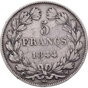 Francie, Ludvík Filip, 1830 - 1848, 5 Frank 1844 W, Lille, KM.749.13 (Ag900), 24.618g,