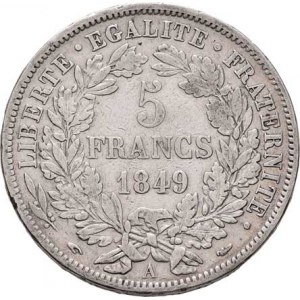 Francie, II.republika, 1848 - 1852, 5 Frank 1849 A - Republika, Paříž, KM.761.1 (Ag900),