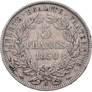 Francie, II.republika, 1848 - 1852, 5 Frank 1850 A - Republika, Paříž, KM.761.1 (Ag900),