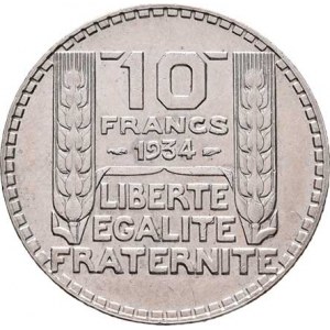 Francie, III.republika, 1871 - 1940, 10 Frank 1934, Paříž, KM.878 (Ag680), 9.995g,