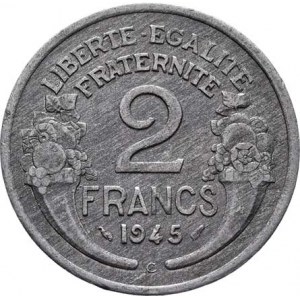 Francie, vláda ve Vichy, 1941 - 1945, 2 Frank 1945 C, KM.886.a3 (hliník), 2.175g, dr.hr.,