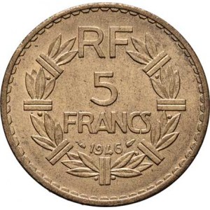 Francie, IV.republika, 1945 - 1958, 5 Frank 1946, KM.888a.2 (bronz), 12.128g, pěkná