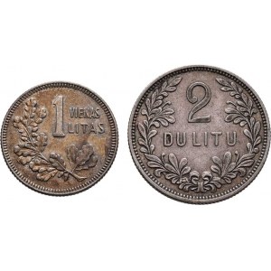 Litva, I.republika, 1918 - 1940, 2 Litu 1925, 1 Litas 1925, KM.77,76 (Ag500), 5.305g,