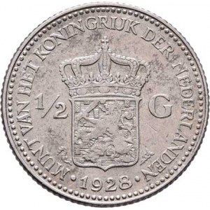 Nizozemí, Wilhelmina, 1890 - 1948, 1/2 Gulden 1928, KM.160 (Ag720), 4.948g, nep.hr.,