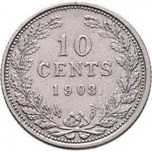 Nizozemí, Wilhelmina, 1890 - 1948, 10 Cent 1903, KM.135 (Ag640), 1.383g, nep.hr.,