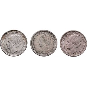 Nizozemí, Wilhelmina, 1890 - 1948, 10 Cent 1925, 1936, 1941, KM.145,163 (Ag640), 1.390g,