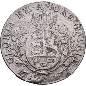 Norsko pod Dánskem, Christian VII., 1766 - 1808, 1/2 Speciesdaler 1777 HIAB, Kongsberg, KM.252 (Ag8